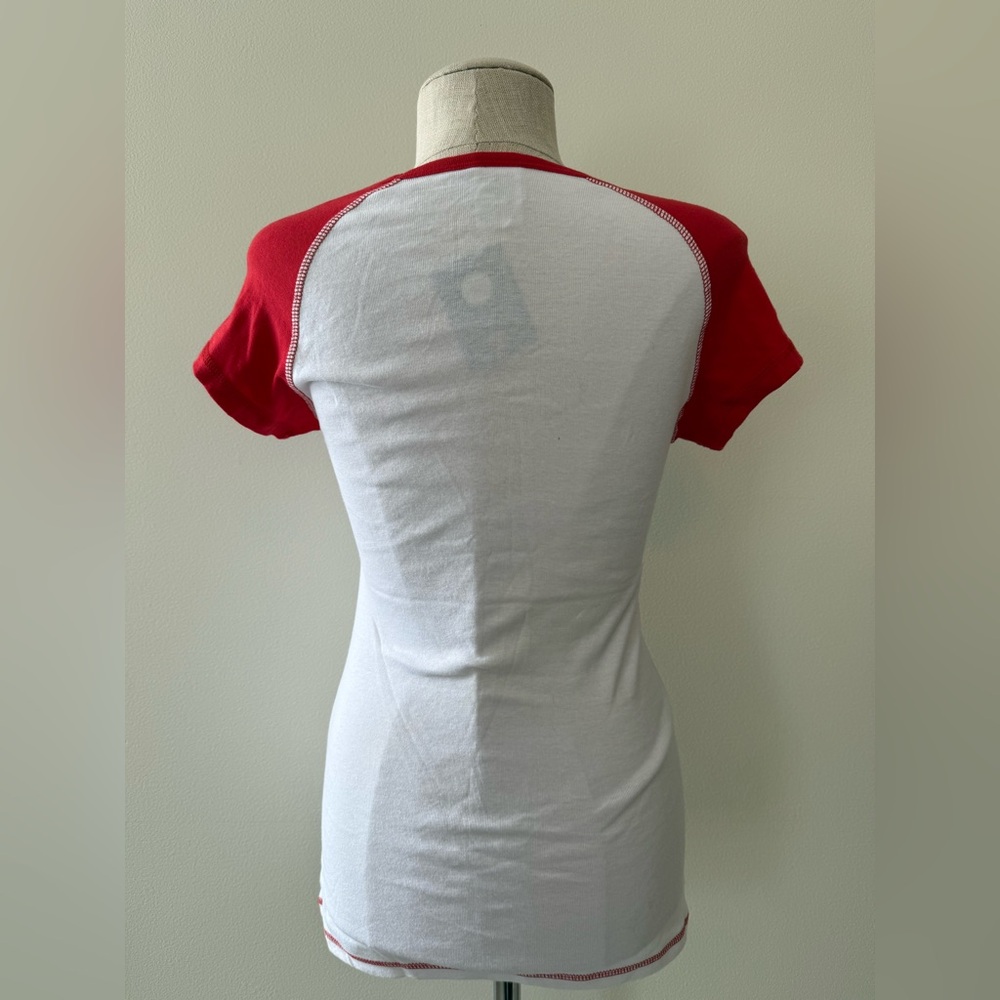 Officially Licensed Ohio State Buckeyes Women's Raglan-Style Jeweled T-Shirt - Picture 6 of 6